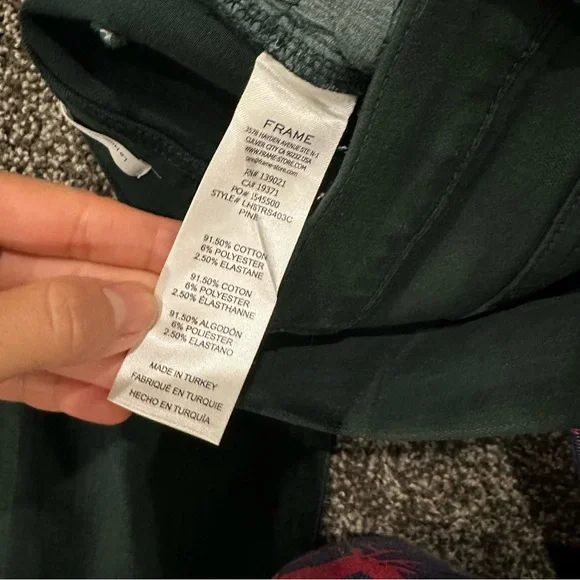 FRAME Le High Straight leg jeans | Raw Stagger Coated Jeans -green pine - Picture 8 of 14